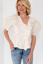 Load image into Gallery viewer, Ivory Ruffle Collar Blouse
