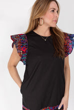 Load image into Gallery viewer, Black Dress w/Floral Trim
