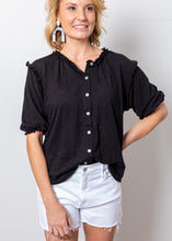 Load image into Gallery viewer, Black S/S Button Front Top
