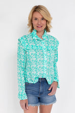 Load image into Gallery viewer, The Elizabeth Shirt in Aqua Floral
