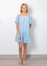 Load image into Gallery viewer, Blue Embroidered Drop Waist Dress
