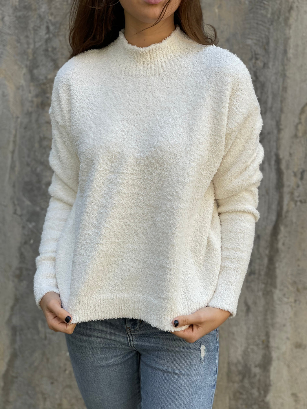 Mock Neck Sweater in Ivory