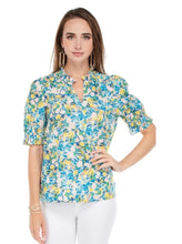 Load image into Gallery viewer, Ruffle SS Blouse in Turquoise Floral
