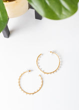 Load image into Gallery viewer, Thin Gold Hoop with Tiny Pearls
