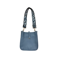 Load image into Gallery viewer, Large Blue Messenger w/Leopard Print Strap
