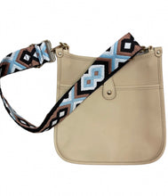 Load image into Gallery viewer, Large Ivory Messenger w/Chocolate/Blue Strap

