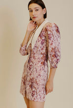 Load image into Gallery viewer, Floral Jacquard Collar Dress in Magenta
