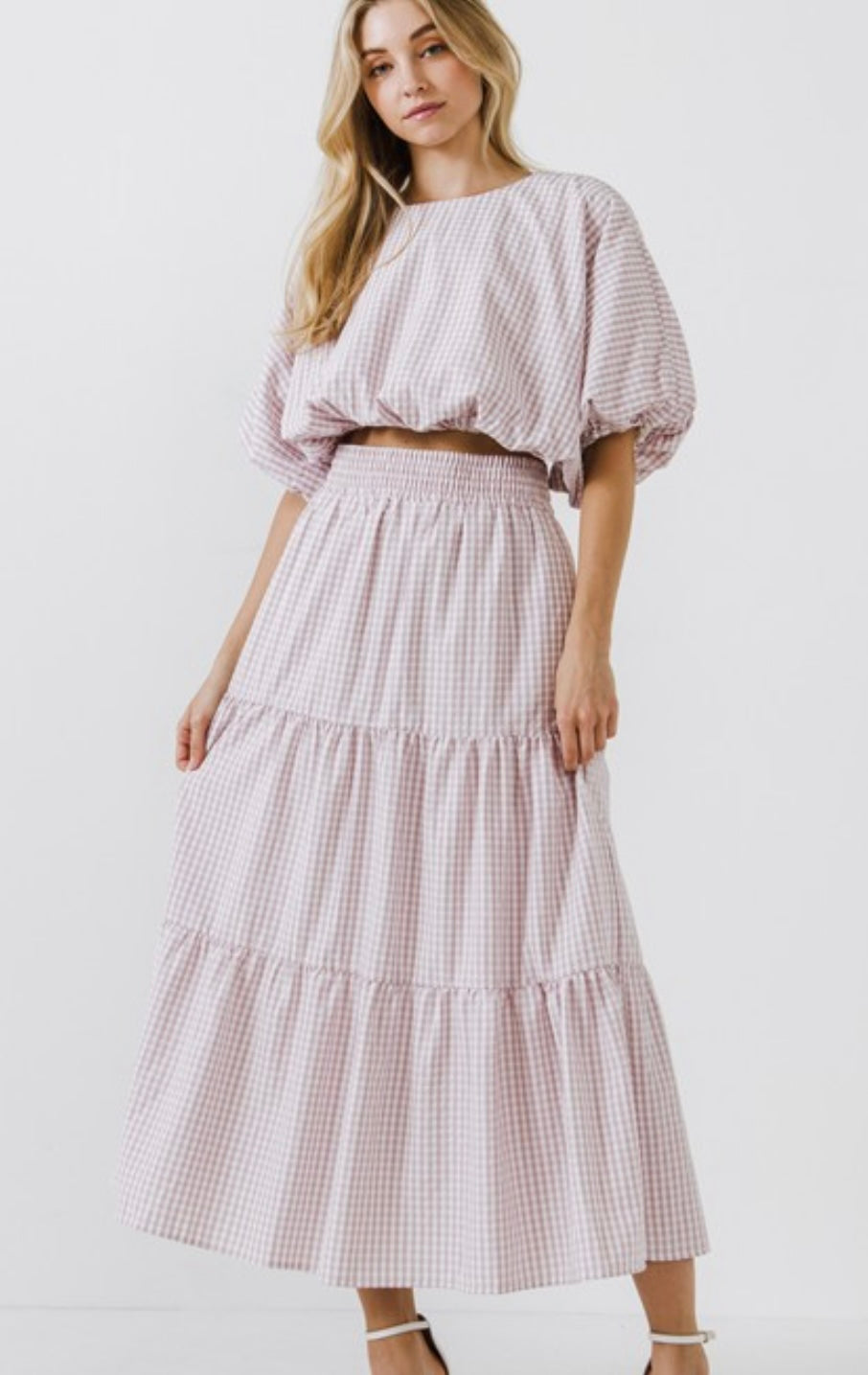 Dusty Rose Tiered Maxi Skirt