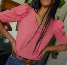 Load image into Gallery viewer, Jillian V Neck Tee in Strawberry Shake
