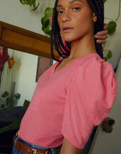 Load image into Gallery viewer, Jillian V Neck Tee in Strawberry Shake
