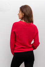 Load image into Gallery viewer, Red Waffle V Neck Top
