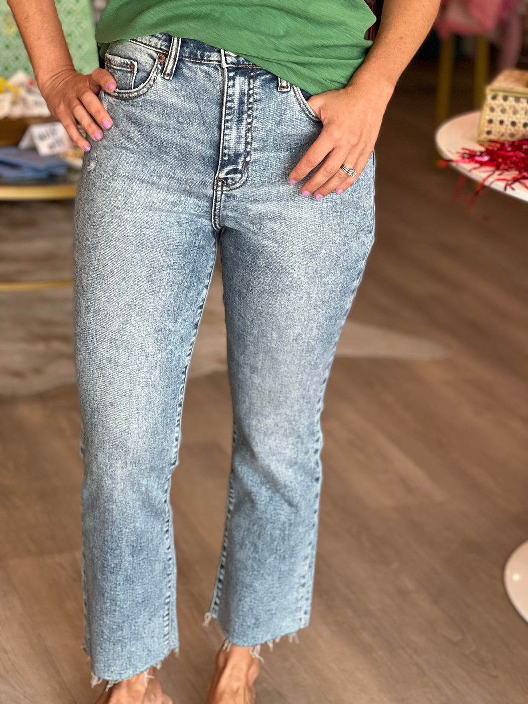 Shy Girl High Rise Crop Flare in Pretty Please