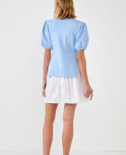 Load image into Gallery viewer, Blue Cotton Sweater Combo Dress
