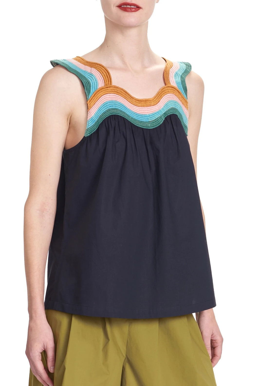 Davi Embroidered Tank in Black