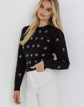 Load image into Gallery viewer, Navy Floral Embroidery Sweater
