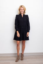 Load image into Gallery viewer, Black Button Front Tiered Dress
