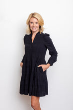 Load image into Gallery viewer, Black Button Front Tiered Dress
