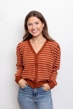 Load image into Gallery viewer, Rust Stripe Cardigan
