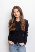 Load image into Gallery viewer, Black Ribbed Cardigan
