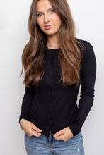 Load image into Gallery viewer, Black Ribbed Cardigan
