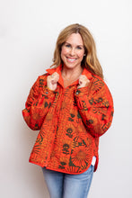 Load image into Gallery viewer, Orange Floral Puffer Coat
