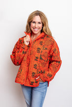 Load image into Gallery viewer, Orange Floral Puffer Coat
