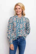 Load image into Gallery viewer, Blue Dahlia Button Down Blouse
