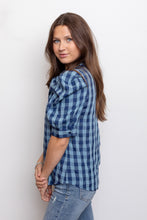 Load image into Gallery viewer, French Bow Shirt in Blue Check

