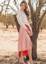 Load image into Gallery viewer, Red/Blush Pleat Detail Skirt
