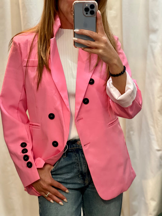 Pink Notched Collar Blazer
