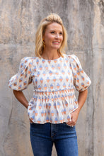 Load image into Gallery viewer, Peggy Puff Sleeve Peplum Top
