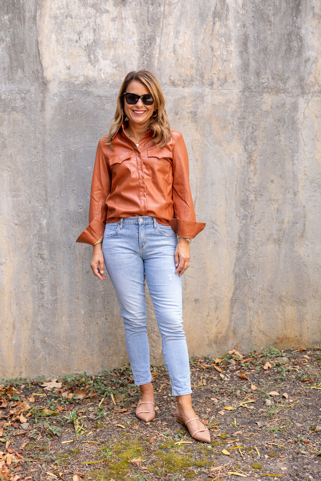 The Leather Shirt in Cognac