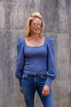 Load image into Gallery viewer, Blue Square Neck Sweater
