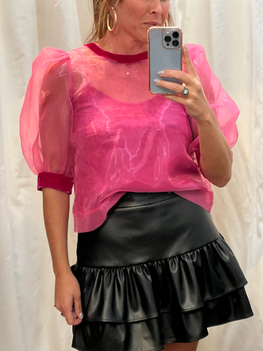 Bella Top in Pink Organza