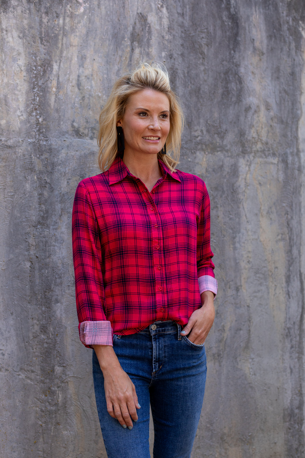 The Signature Shirt in Cherry Plaid