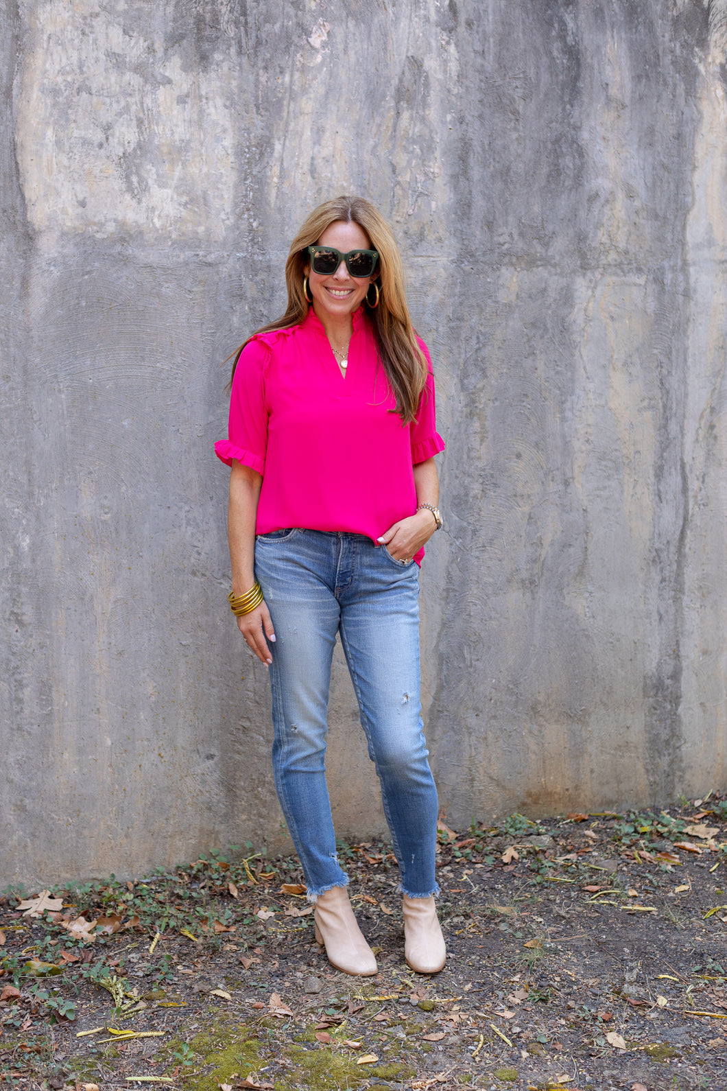 Fuchsia Ruffle Blouse