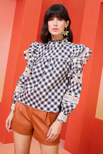 Load image into Gallery viewer, Que Blouse in Indigo Plaid
