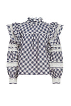 Load image into Gallery viewer, Que Blouse in Indigo Plaid
