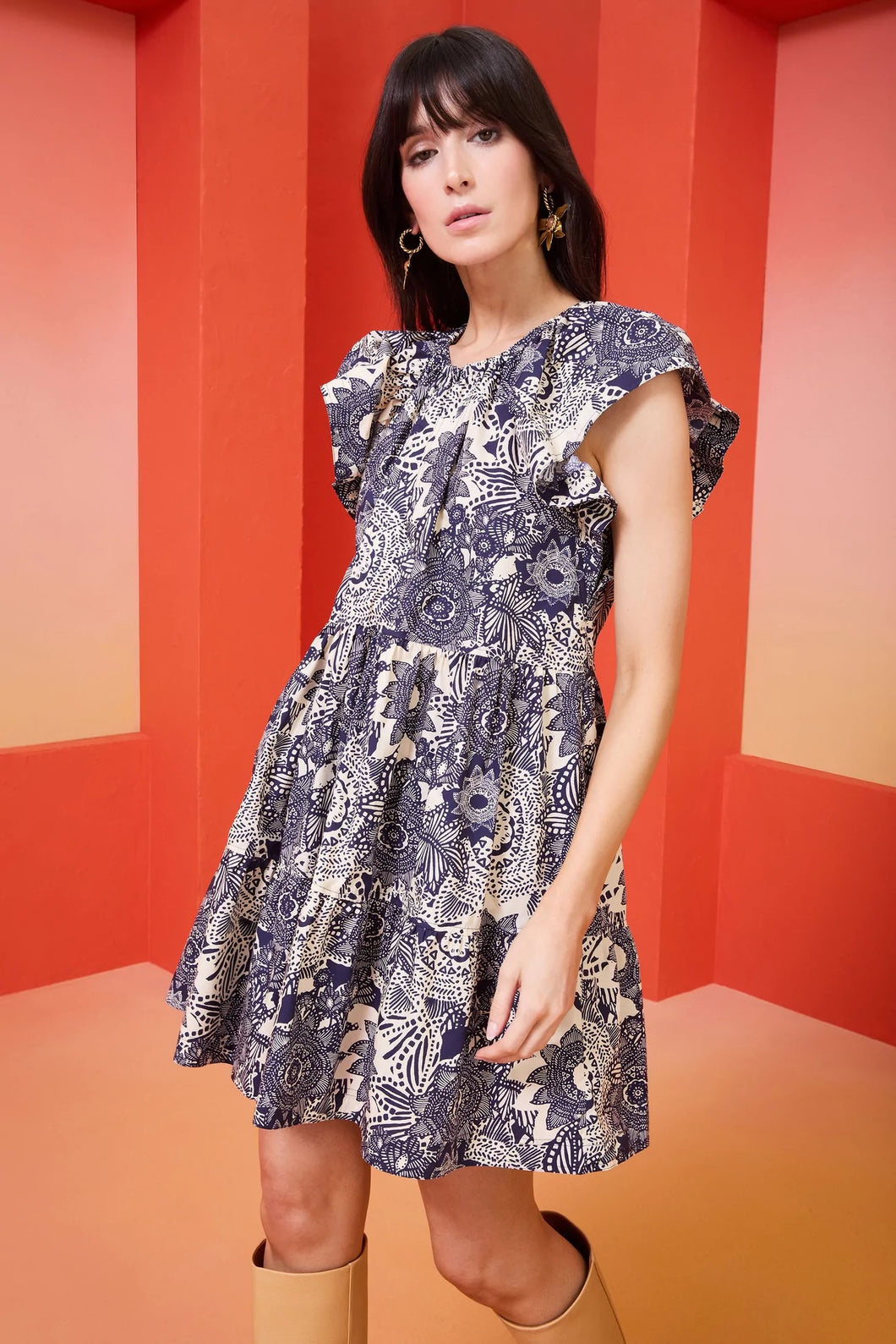 Kara Dress in Indigo Blossom