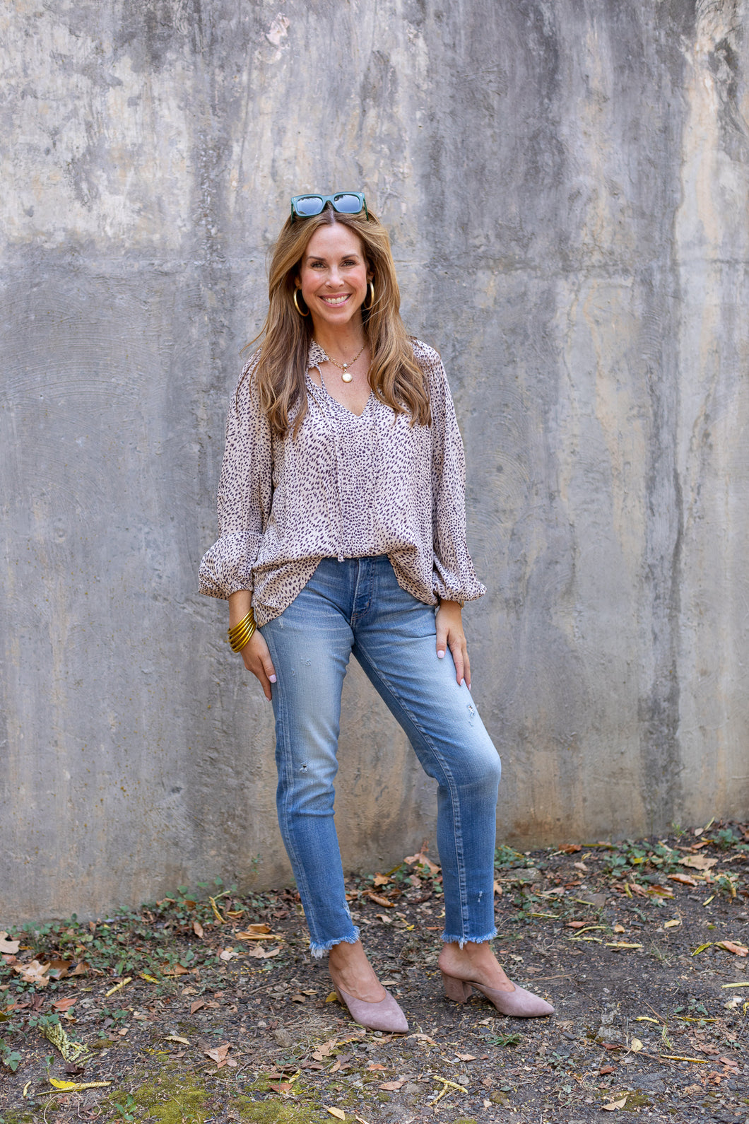 Leopard V Neck L/S Top
