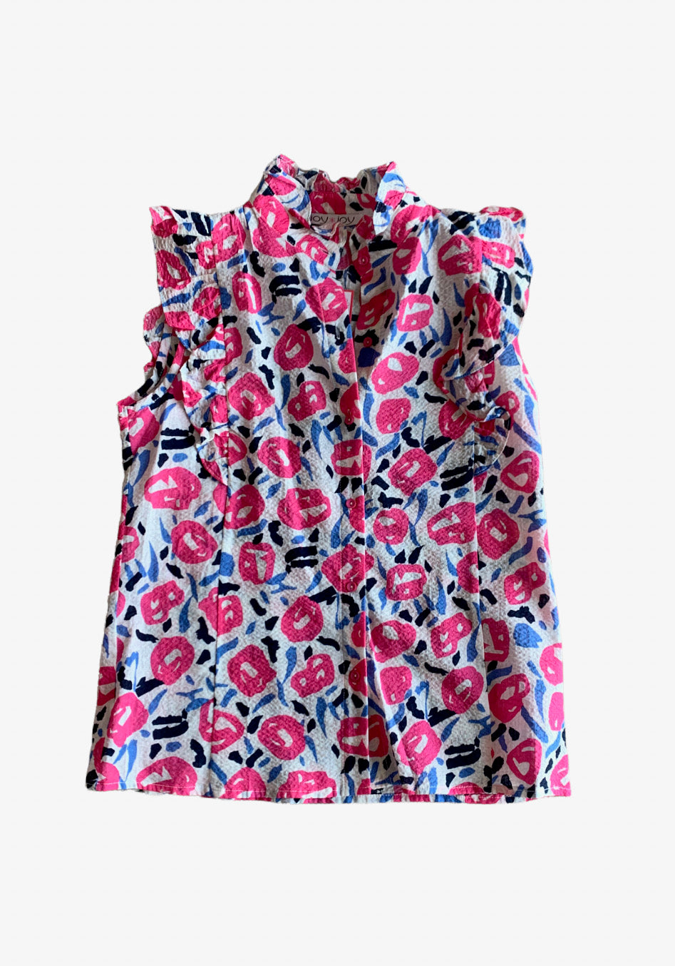 Ruffle Sleeveless Blouse in Pink Rose