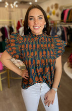Load image into Gallery viewer, Istanbul Pintuck Ruffle Top in Cognac
