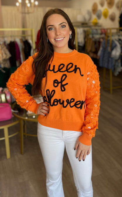 Queen of Halloween Script Sweater