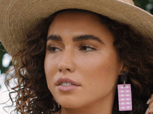 Load image into Gallery viewer, Pink Gingham Tortoise Earring
