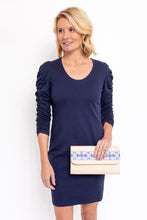 Load image into Gallery viewer, Navy Ruched Mini Dress
