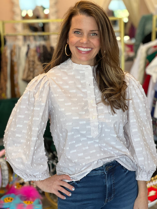 The Balloon Sleeve Shirt in Taupe