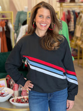 Load image into Gallery viewer, Stadium Stripe Classic Sweatshirt in Black.

