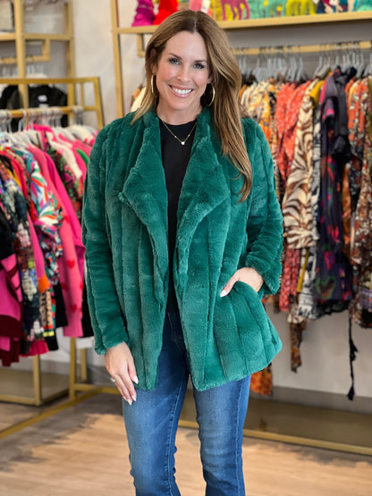 Green Faux Fur Coat