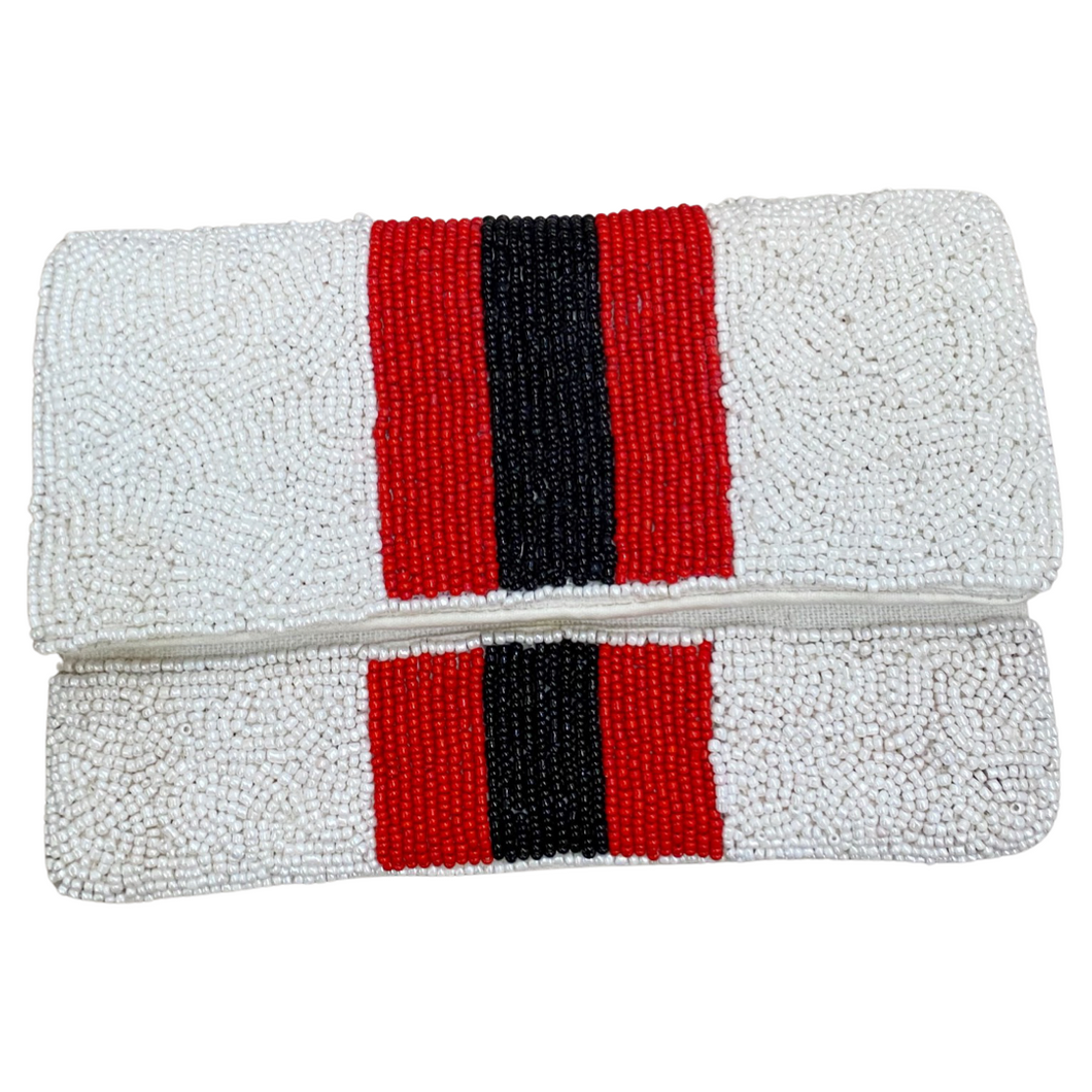 Game Day Stripe Beaded Clutch