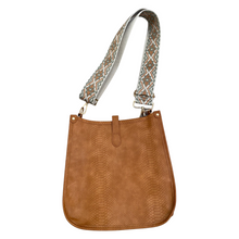 Load image into Gallery viewer, Snake Print Saddle Messenger Bag w/Tan Medallion Strap
